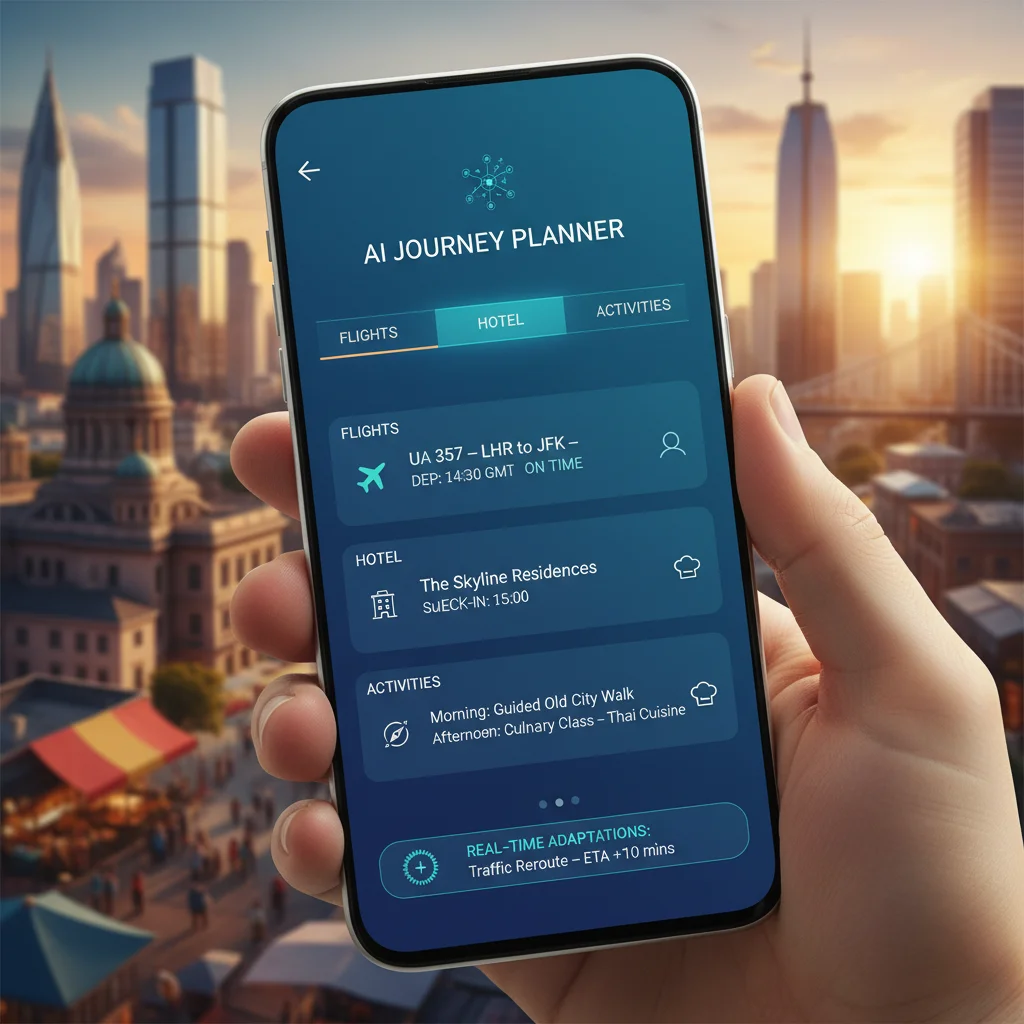 AI-powered personalized travel itinerary on a smartphone