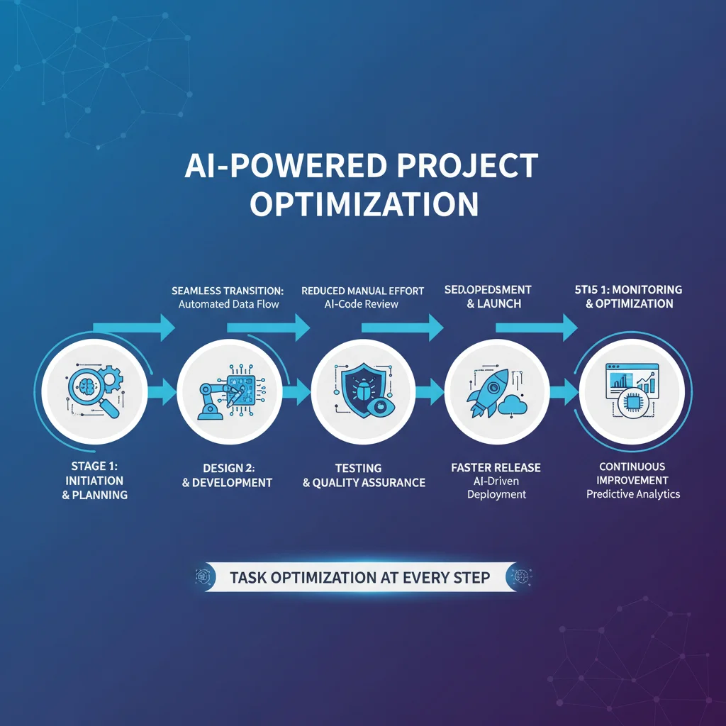 Infographic showing AI-powered workflow automation and task optimization.