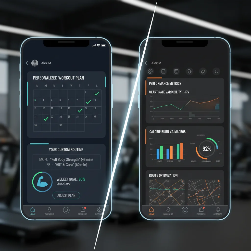 Comparison of new features in two leading fitness app interfaces.