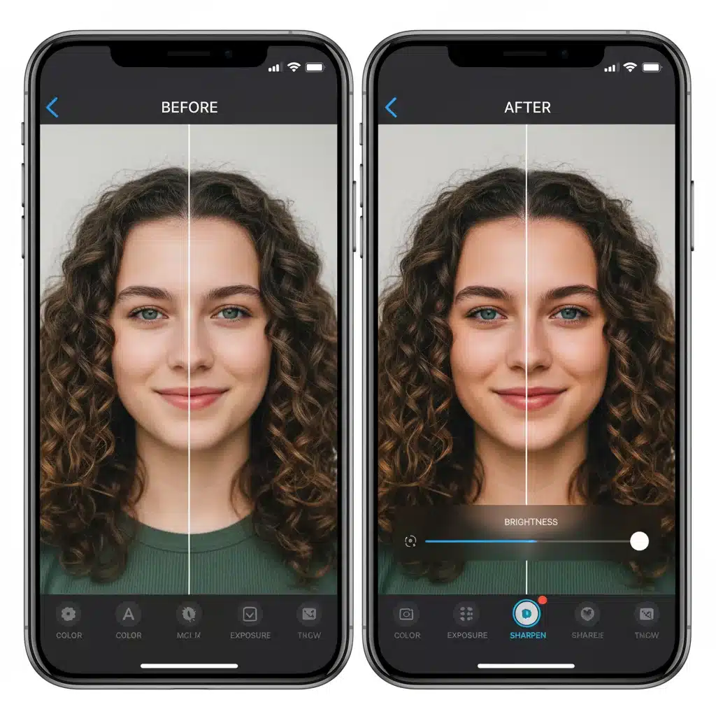 Before and after comparison of a photo edited on an iPhone, showcasing the power of mobile editing apps.