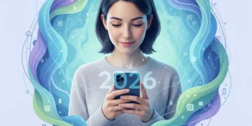 Master Your Digital Wellness: 5 Apps for Balanced Screen Time in 2026 Person achieving digital balance with a smartphone, surrounded by serene digital elements, representing digital wellness in 2026.