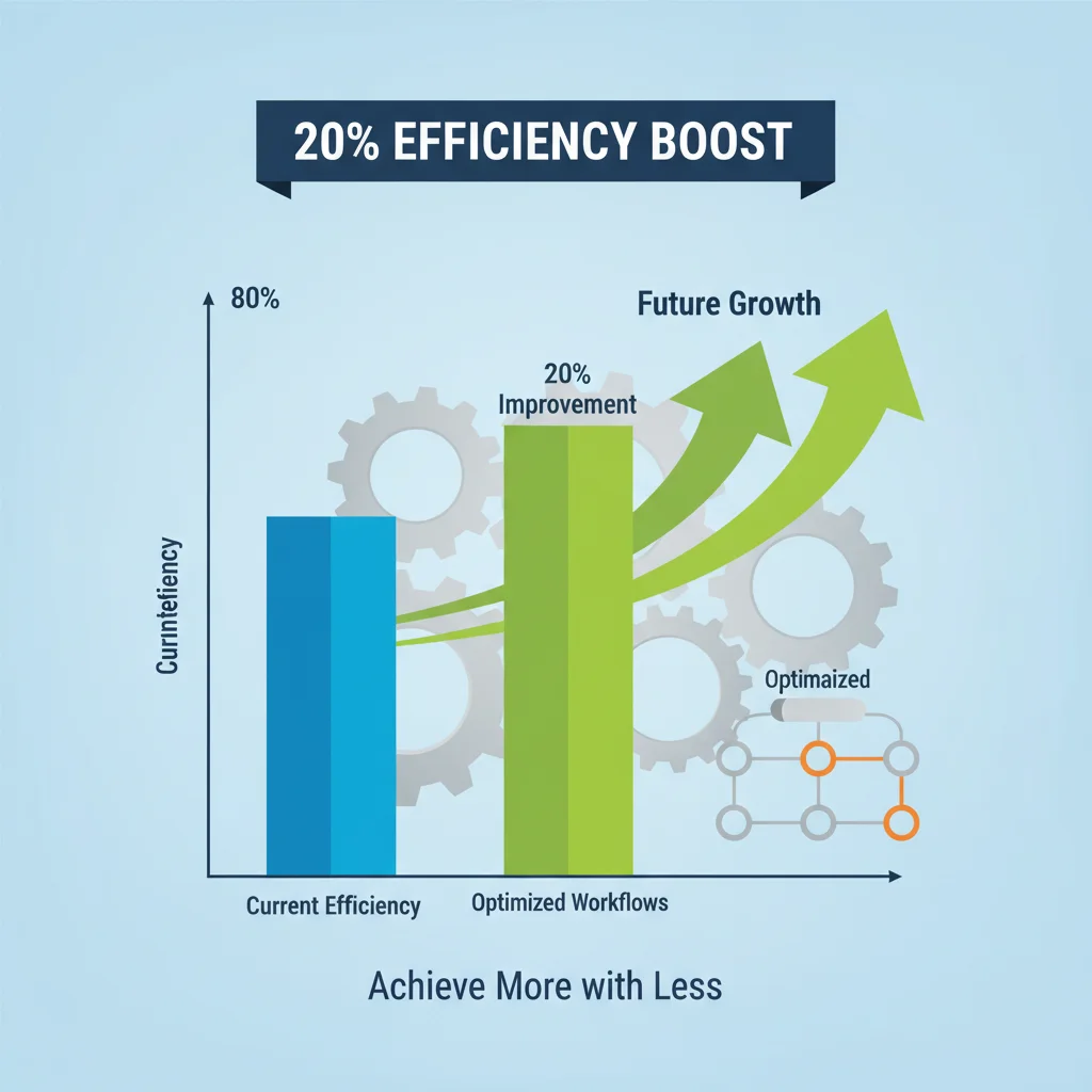 Infographic showing a 20% efficiency improvement through personalized workflows.