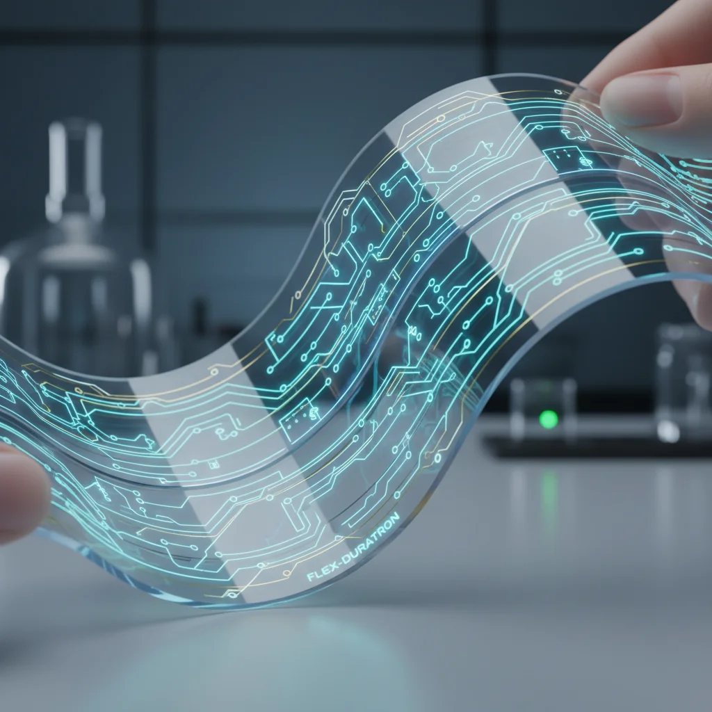 Flexible OLED display bending, showcasing material science innovation.