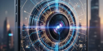 Futuristic smartphone camera with computational imaging light effects