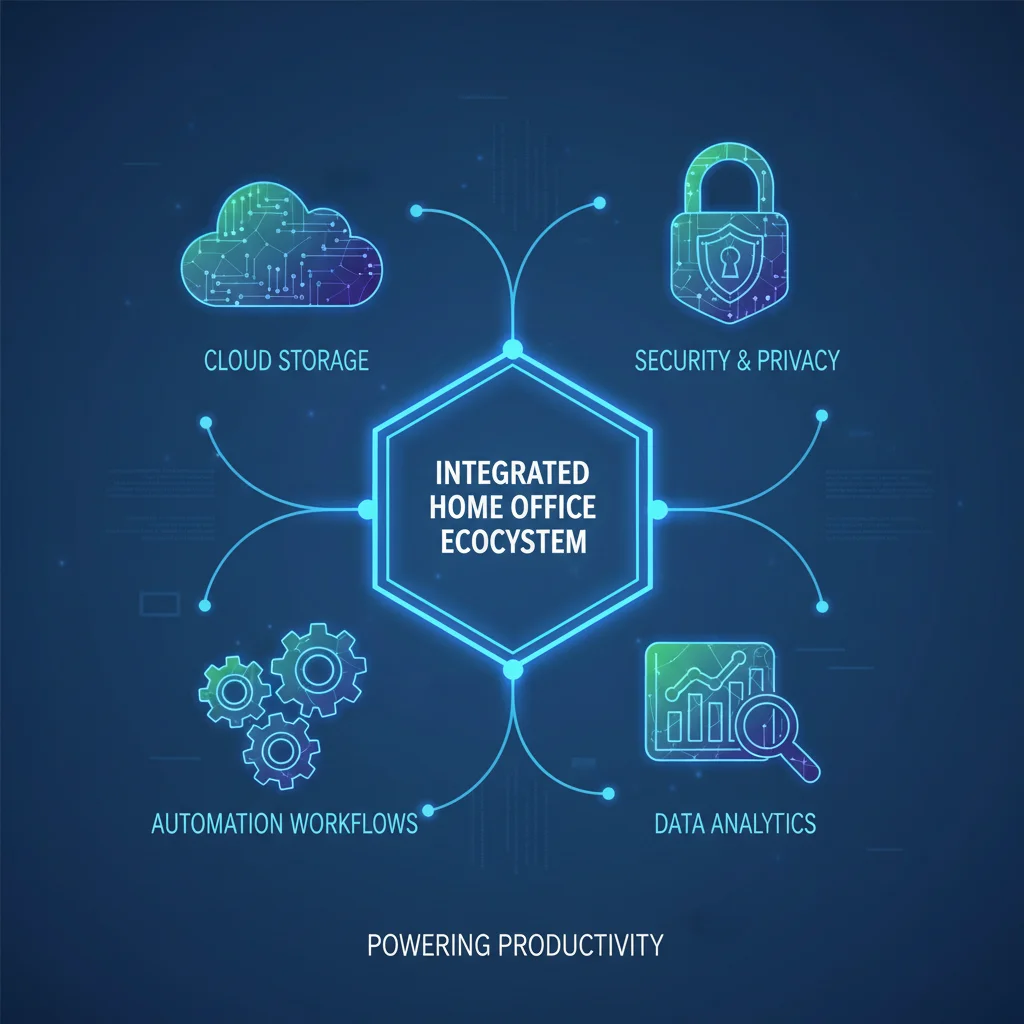 Integrated digital tools ecosystem for home office efficiency