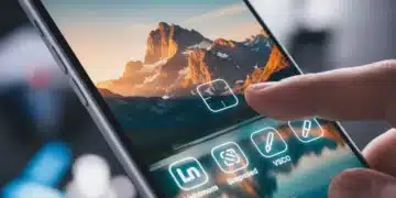 iPhone displaying a stunning landscape photo edited with a mobile app, symbolizing creative photo editing.