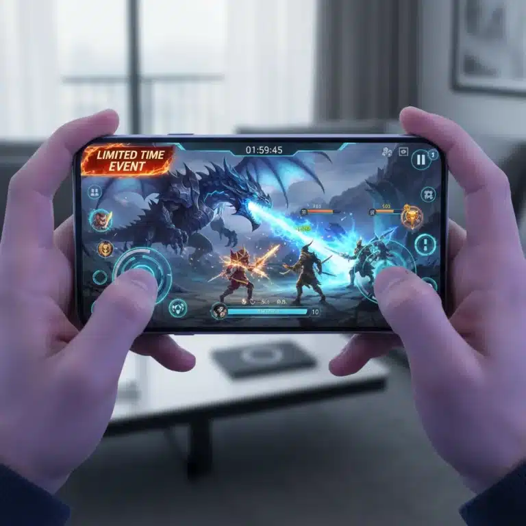 Mobile phone showing a captivating limited-time gaming app in action
