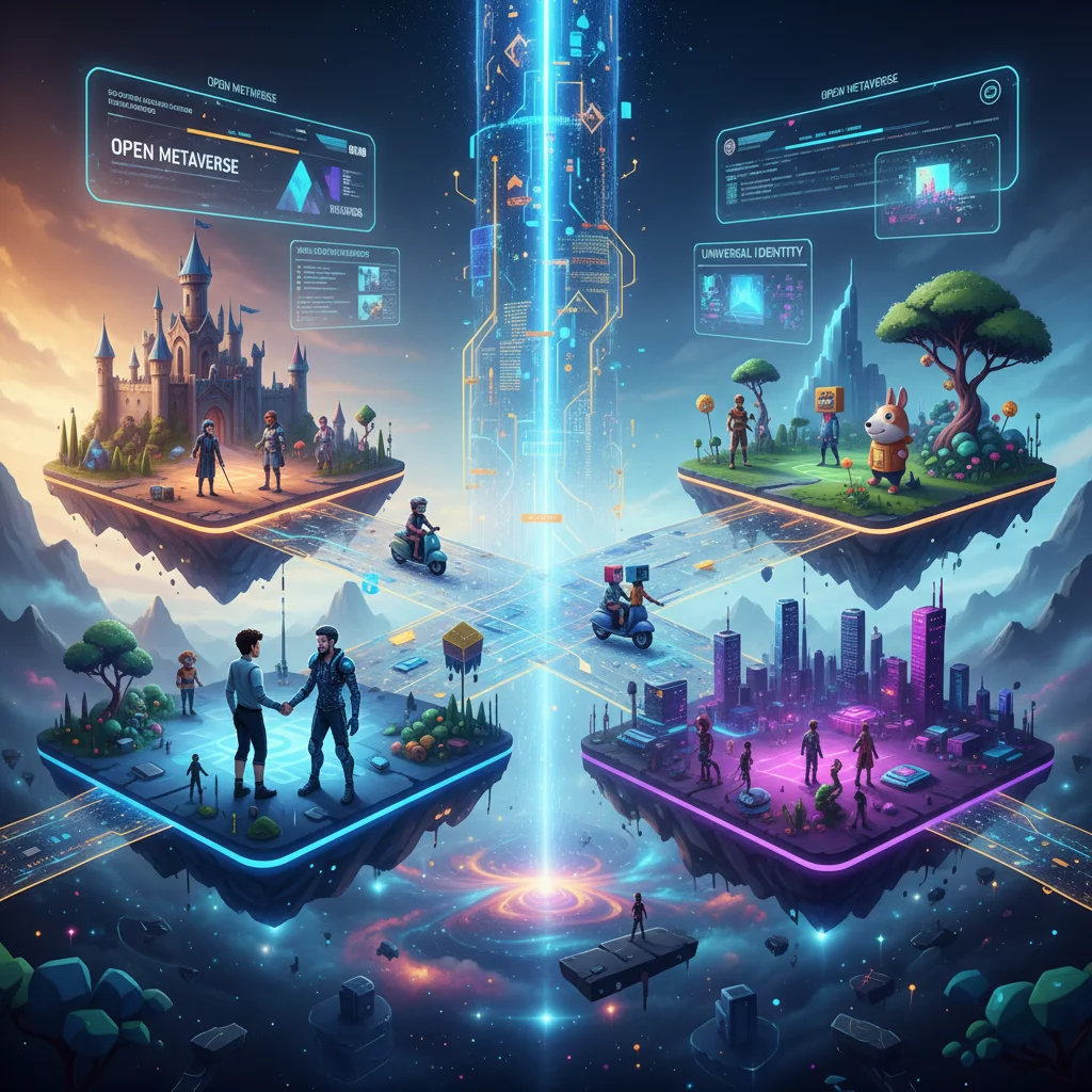 Interoperability in metaverse: various virtual worlds connecting and avatars interacting