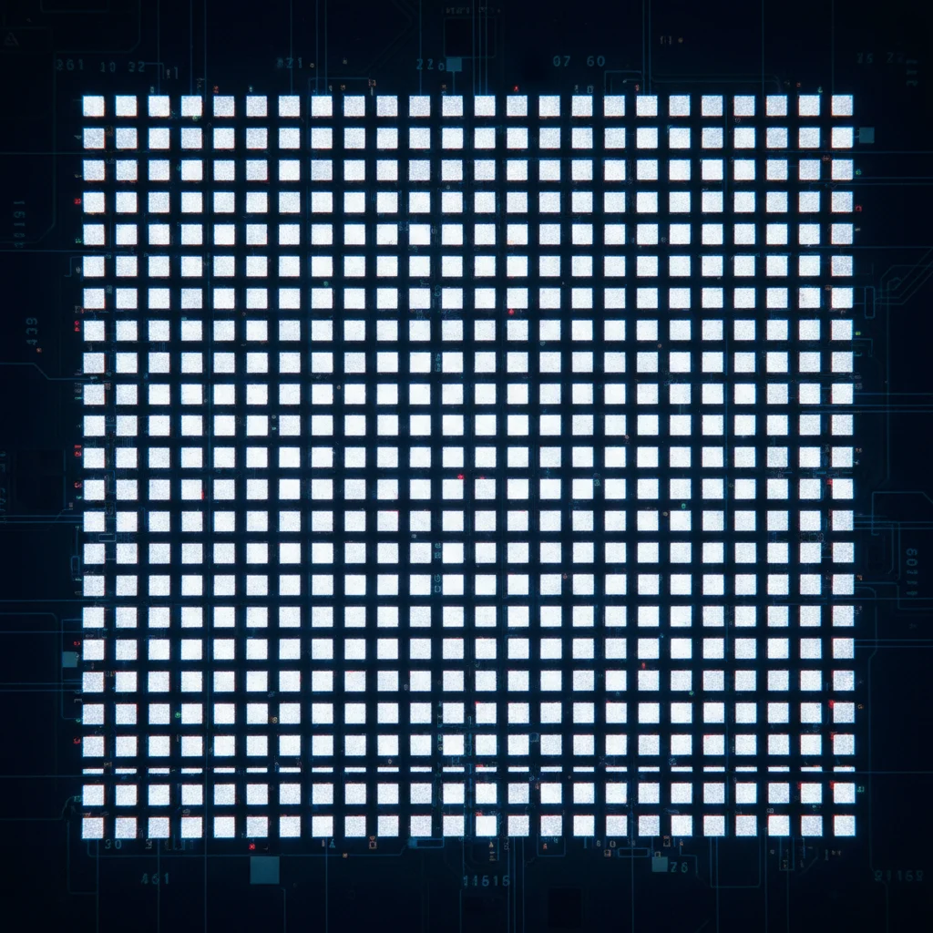 Microscopic view of individual MicroLED pixels
