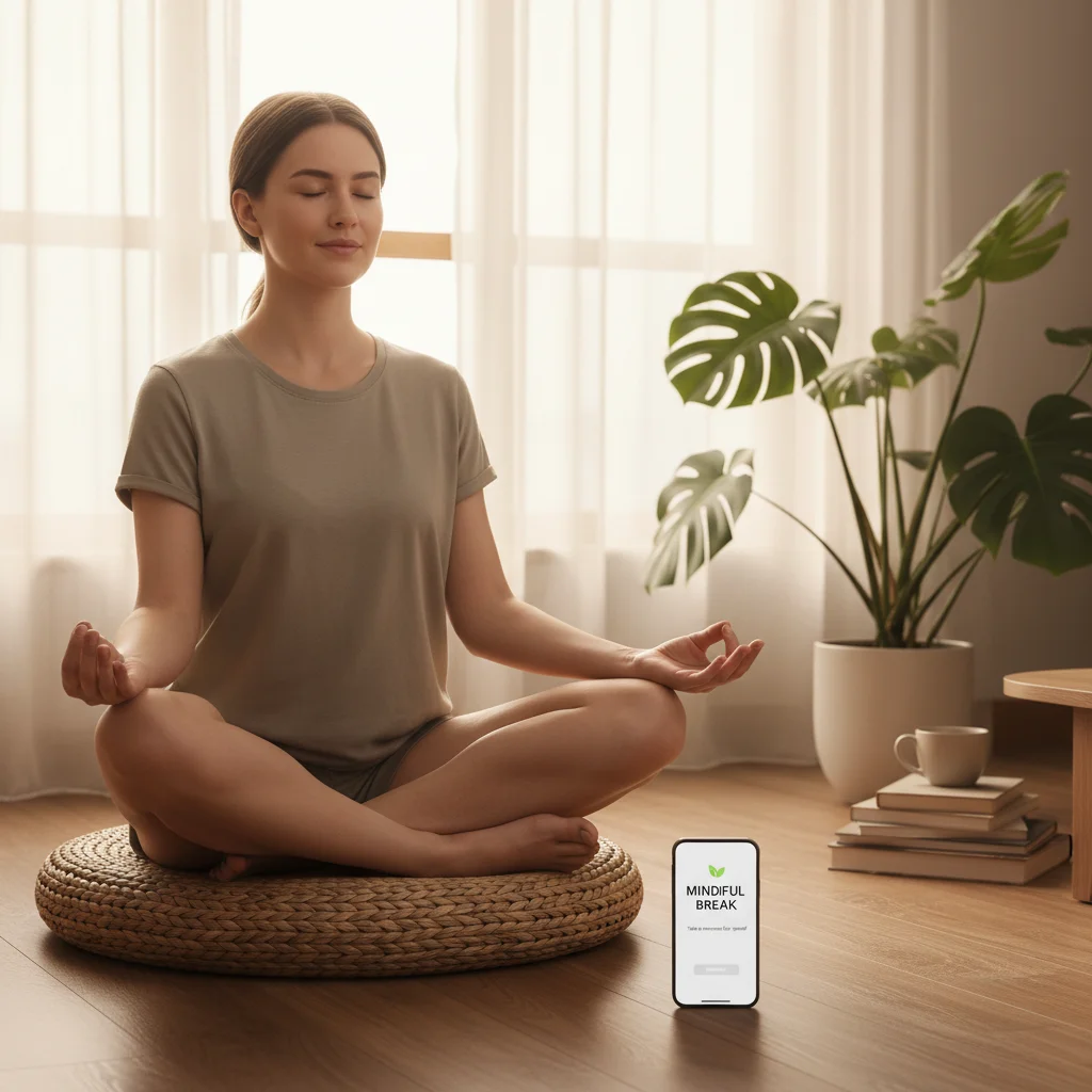 Person taking a mindful break from digital devices