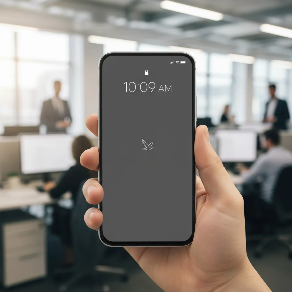 Smartphone with minimalist home screen blocking digital distractions