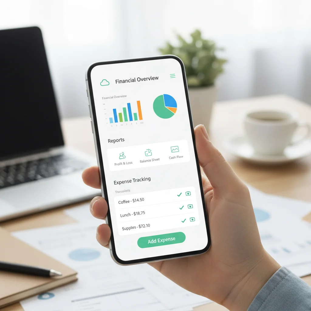 Mobile device showing cloud accounting software for small businesses.