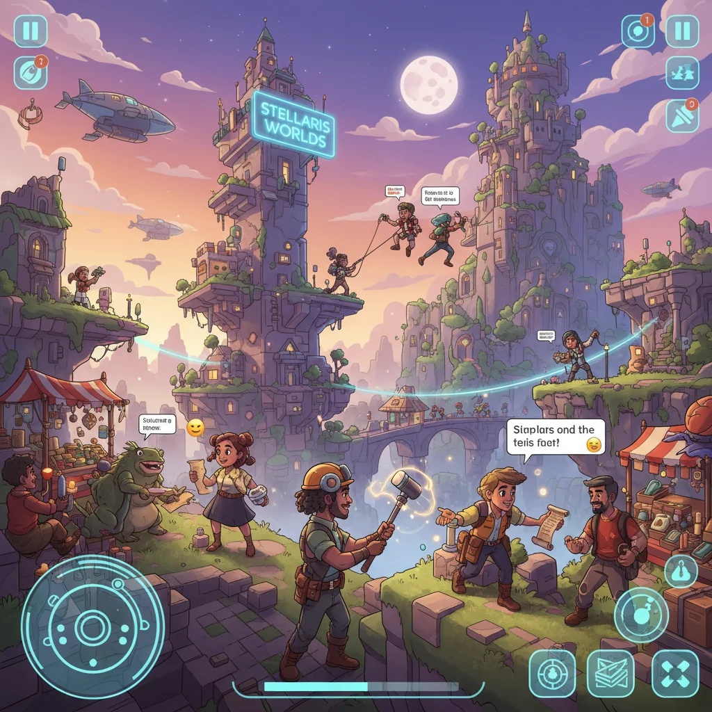 Diverse players interacting in a vibrant open-world mobile metaverse game.