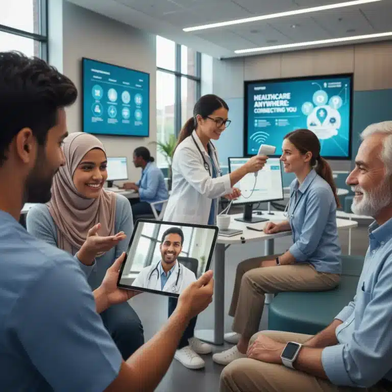 Mobile telemedicine devices connecting patients and doctors for enhanced healthcare access.