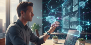 Person optimizing workflow with personalized productivity apps on digital devices.