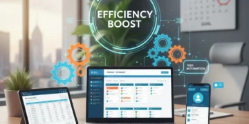 Boost Productivity 25%: Integrate 4 Key Apps by April 2026 Digital devices interconnected, showing productivity apps and a calendar highlighting April 2026, symbolizing workflow integration and efficiency.