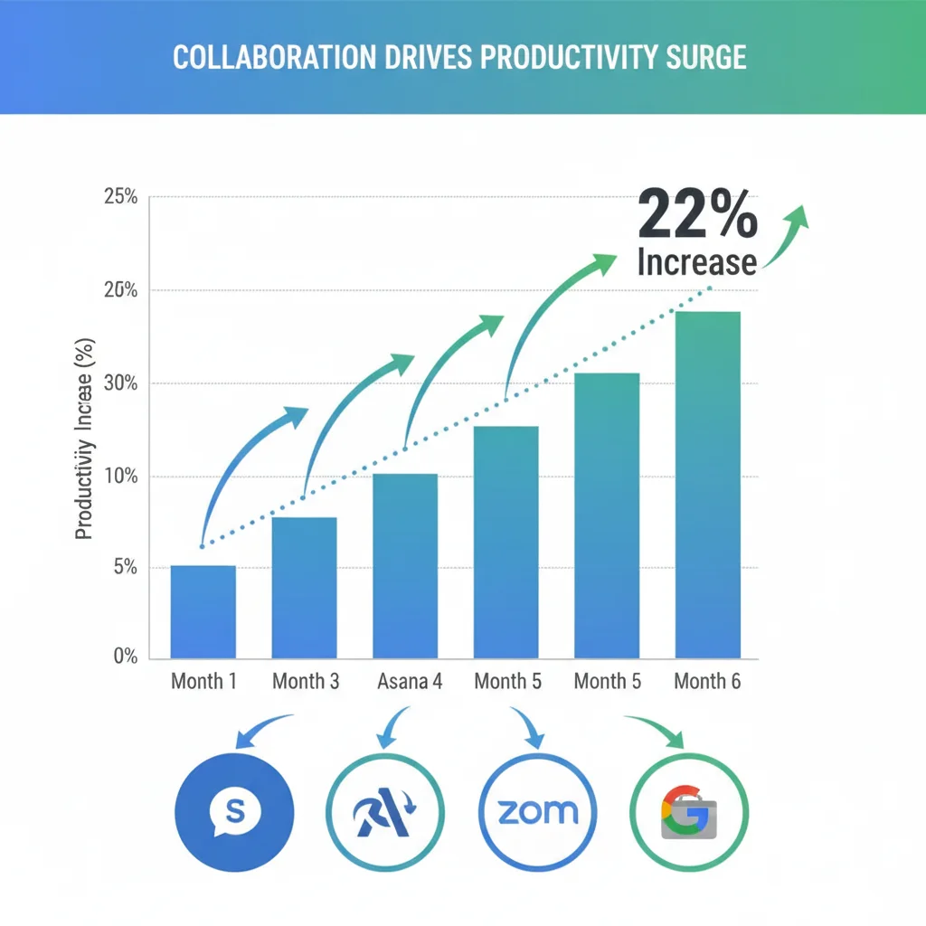 Infographic showing 22 percent productivity increase with collaboration tools