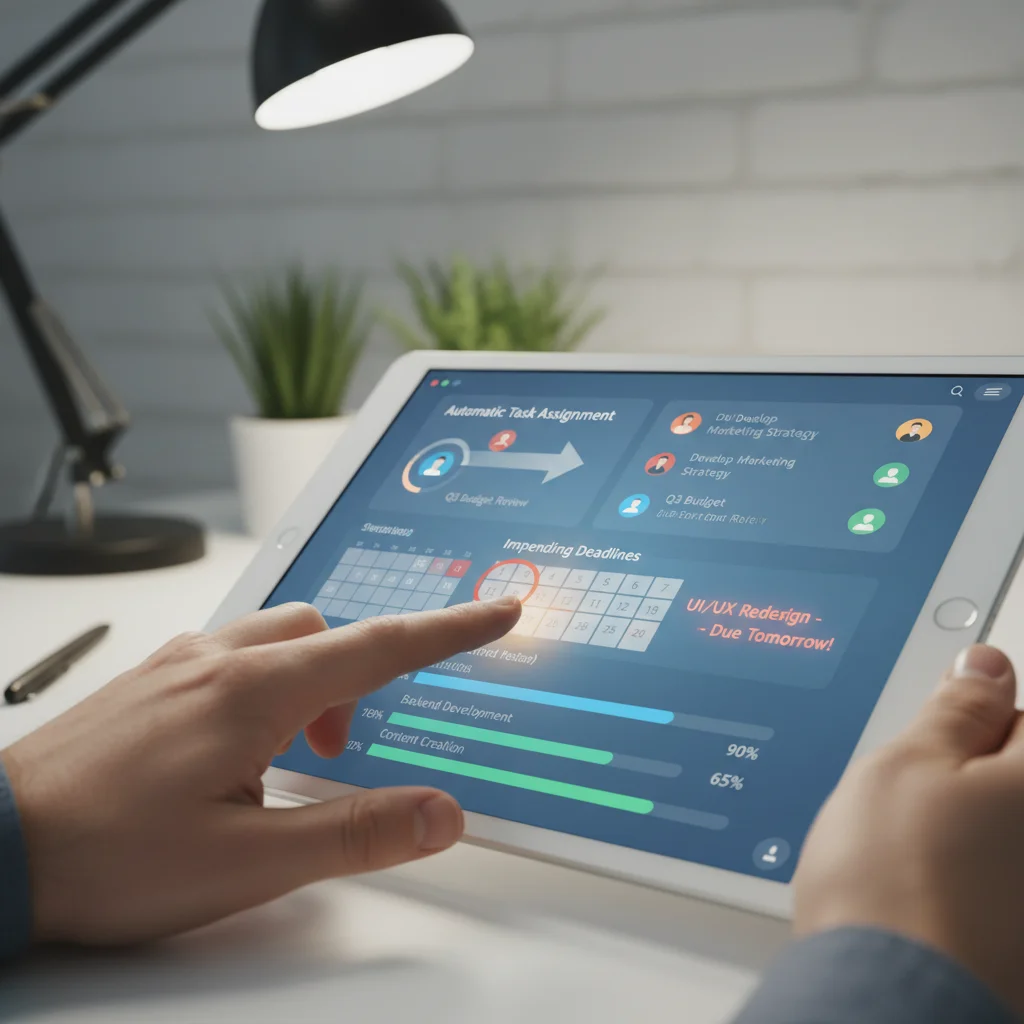 Digital interface of a project management automation tool showing task assignment and progress.
