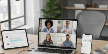 Remote team collaborating on video call, boosting productivity
