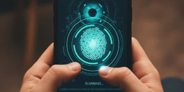 Secure mobile biometric authentication on a smartphone screen
