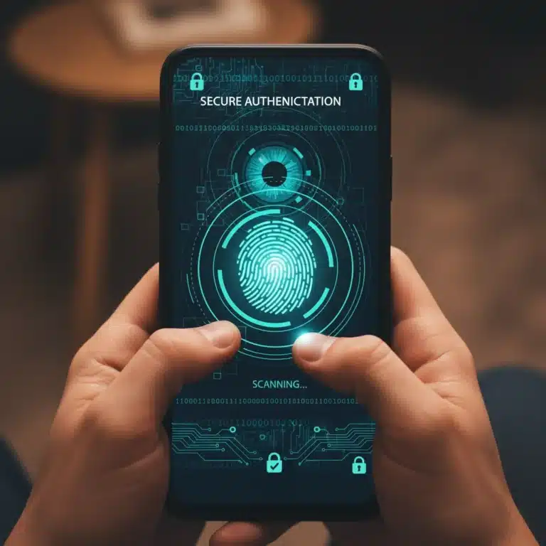 Secure mobile biometric authentication on a smartphone screen