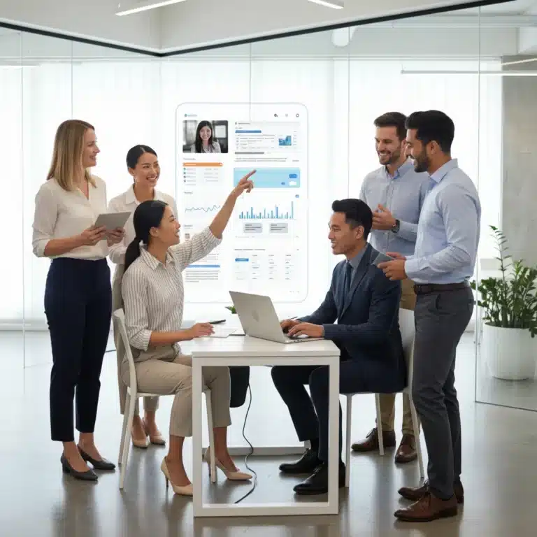 Team collaborating efficiently with digital tools, reducing email overload