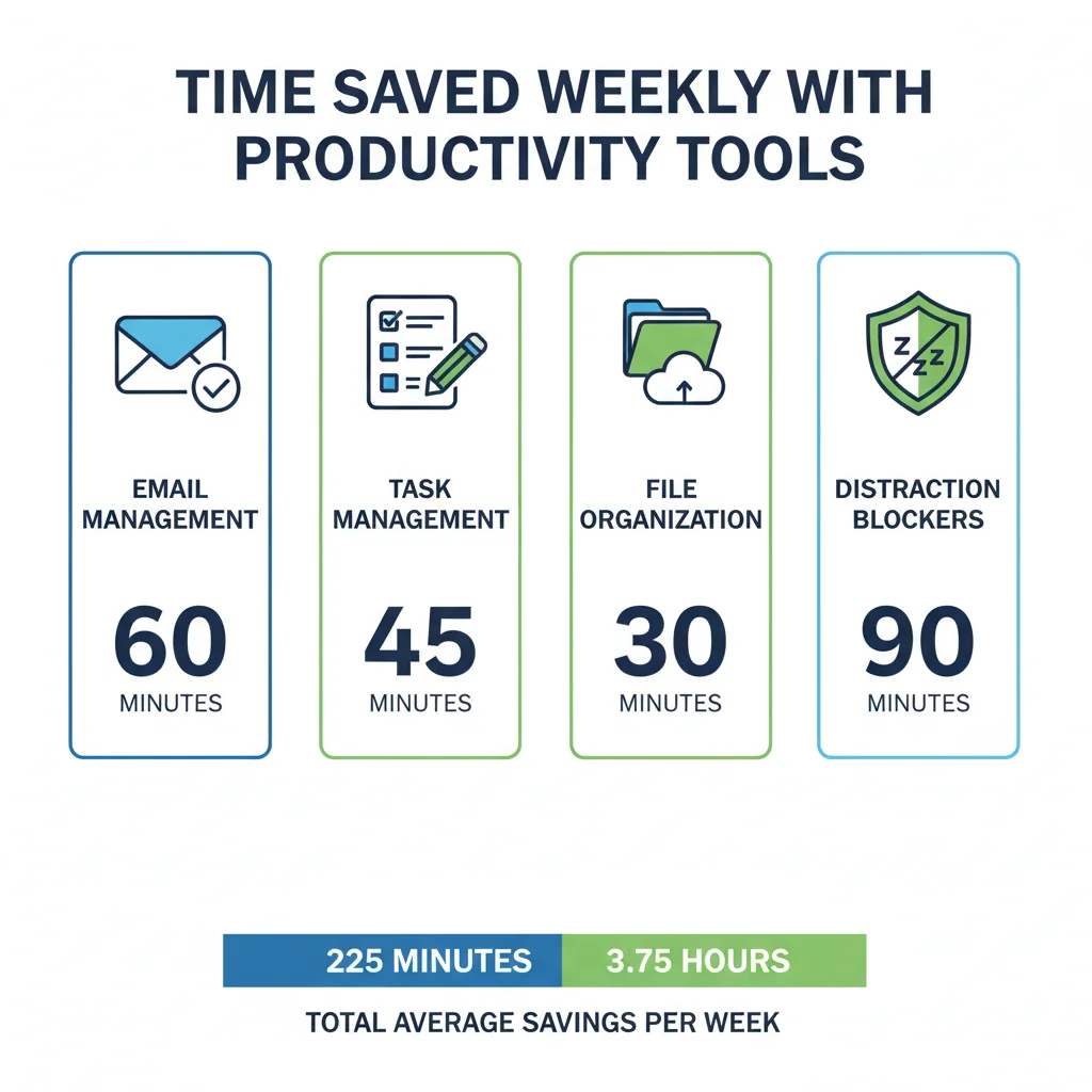 Infographic showing time saved with various digital productivity tools