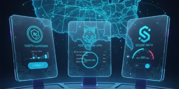 Comparison of leading VPN apps for US users in 2026 on a digital interface.