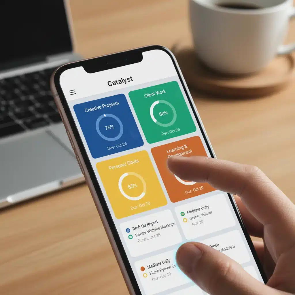 Customized task management app on a smartphone screen showing personalized workflow.