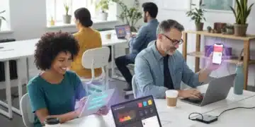 Diverse US individuals using personalized digital productivity tools to achieve goals.