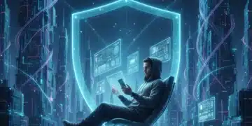 Futuristic digital shield protecting personal data across multiple smart devices in 2026.