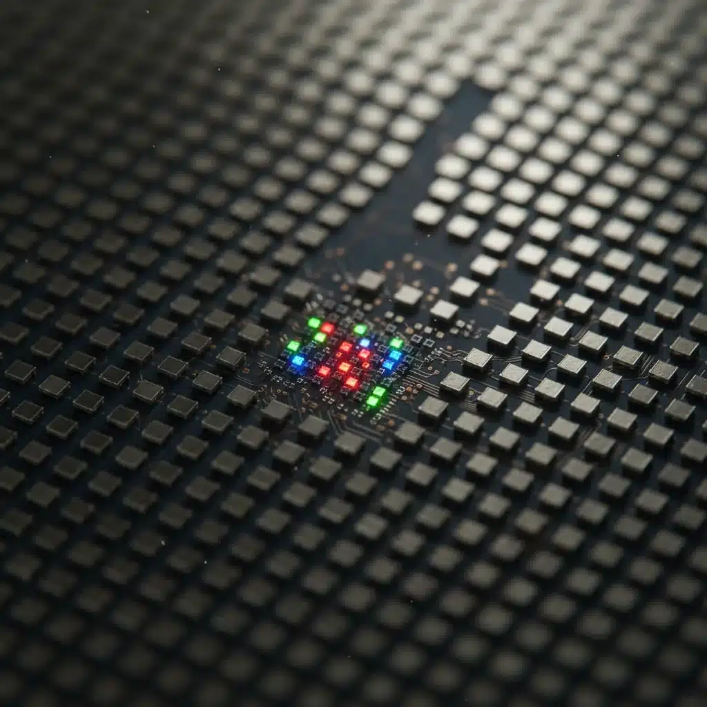 Microscopic view of Micro-LED pixels, illustrating the advanced display technology.