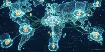 Futuristic digital identity network with interconnected data points