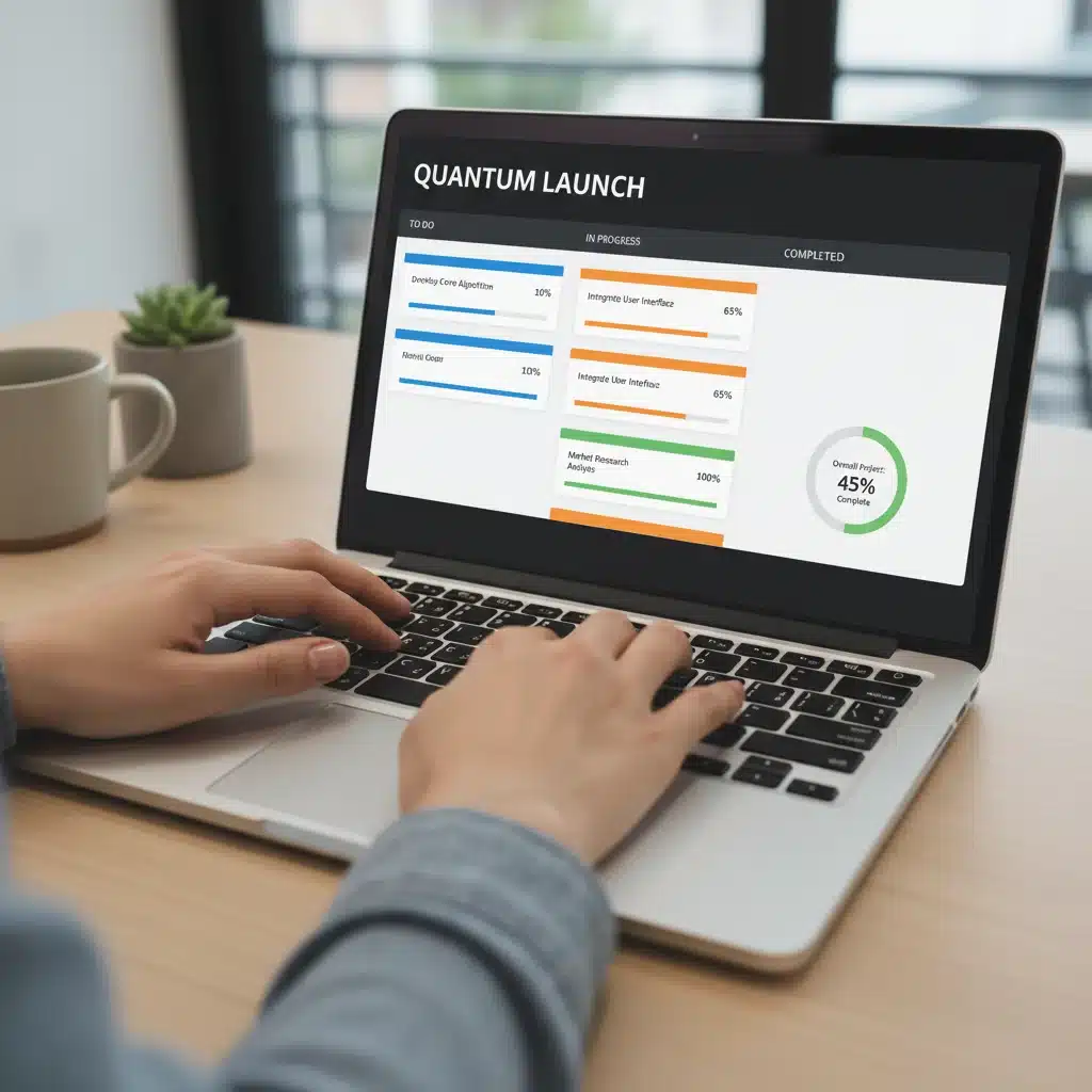 Organized digital workspace on laptop screen, demonstrating efficient task management