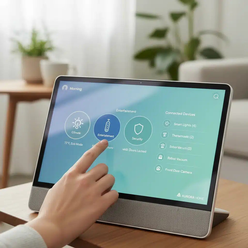 Smart home hub displaying integrated device routines and personalized settings